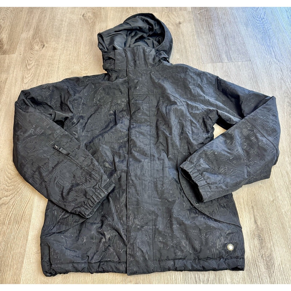 Burton Jacket Women's Large Black Henna Snowboard Zip Button Hooded Heavyweight